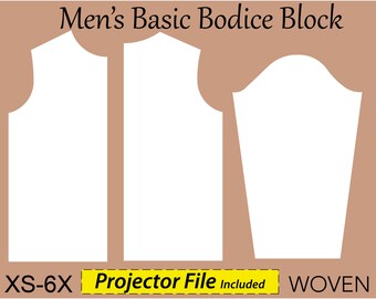 Men’s Basic Sloper Block sewing pattern XS-6X, mens bodice block, mens block pattern, men shirt pattern, men bodice sloper pdf, basic bodice