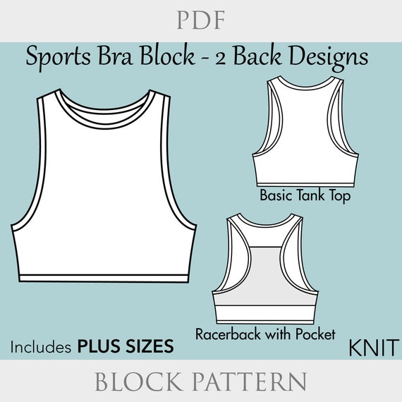 Sports Bra/tank Top Sewing Pattern Block Size XS-6X, Sports Bra