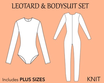 Women's Leotard & Bodysuit Set PDF Sewing Pattern- women swimsuit pattern, plus size leotard bodysuit, bodysuit pdf, leotard sewing pdf
