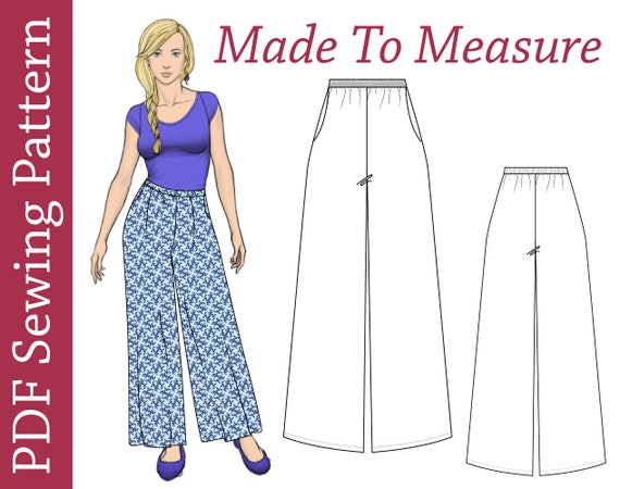 Custom size Palazzo Pants PDF Sewing Pattern plus size pdf | Etsy