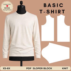 Men's T-Shirt Sewing Pattern: Knit Shirt Sloper Block (XS–6X) (PDF Pattern)