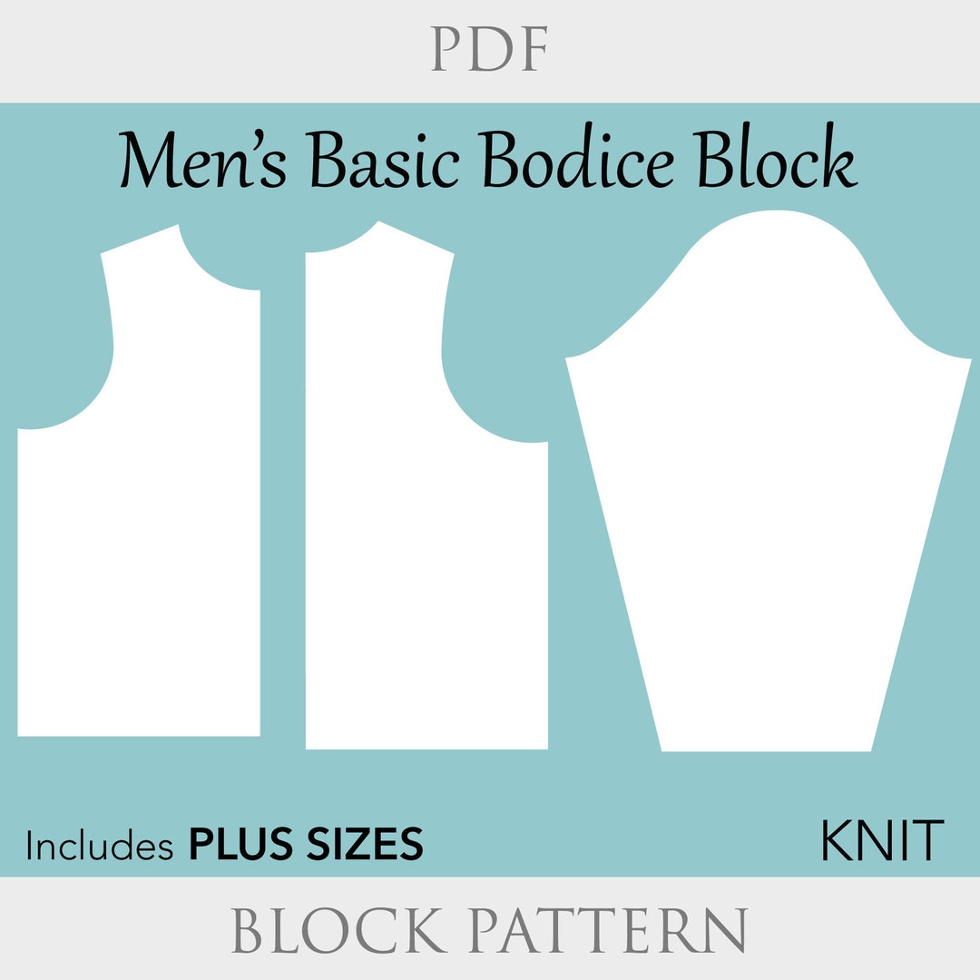 Men's T Shirt Block PDF Sewing Pattern Size XS6X, Mens Sweashirt