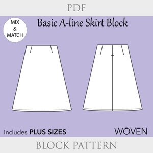 Women’s A-Line Skirt Sewing Pattern PDF | Sizes XS–6X | Basic Skirt Sloper Block | Mini & Skater Skirt | Plus Size Included