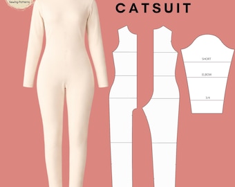 Women's Seamless Catsuit Sewing Pattern: No Front Seam Bodysuit Sloper (XS–6X) (PDF Pattern)
