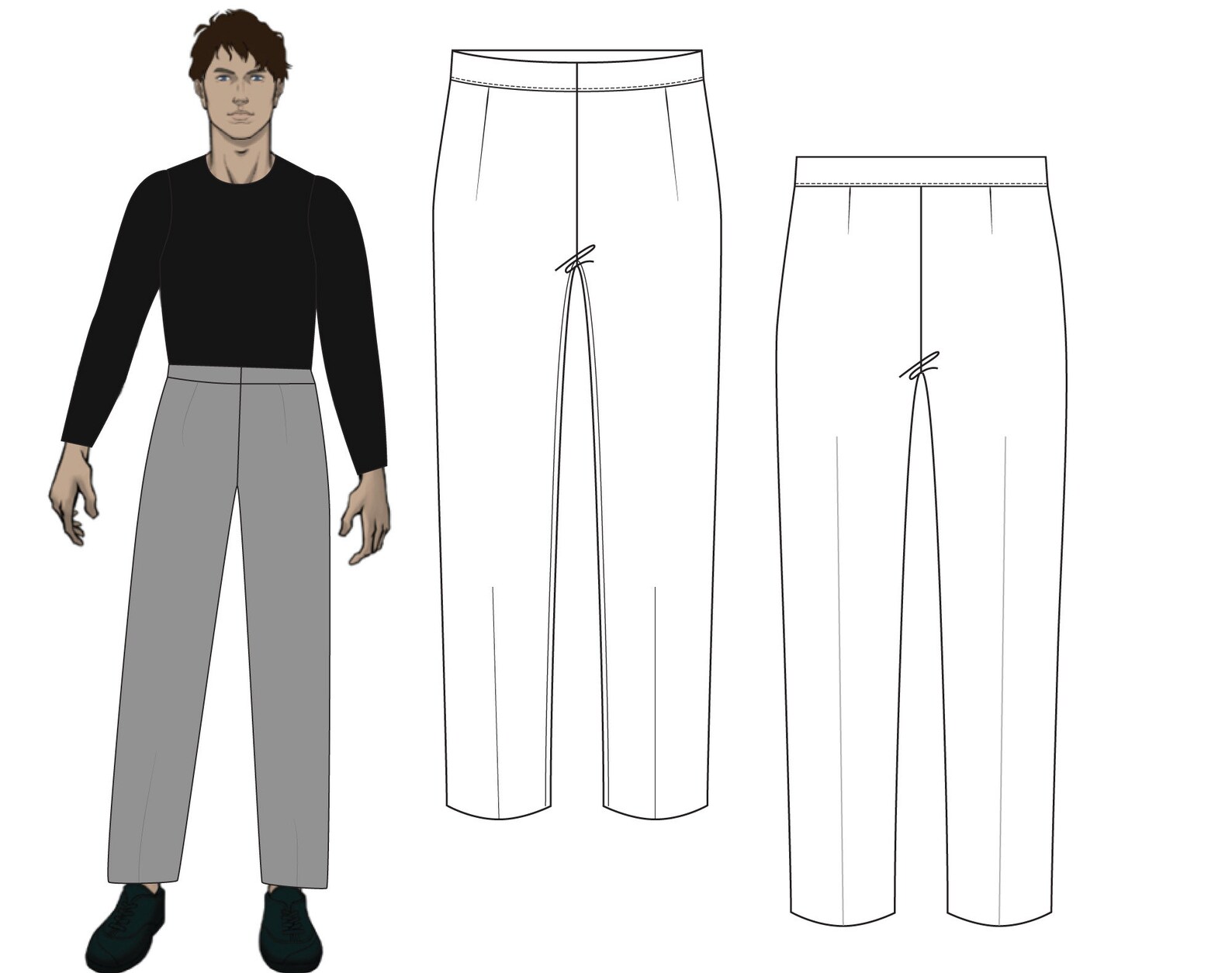 Men's Basic Pants Block PDF Sewing Pattern Men Trouser Etsy UK