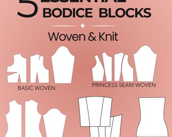 Women's Bodice Sewing Pattern Bundle: Woven and Knit Sloper Block (XS–6X) (PDF Pattern)