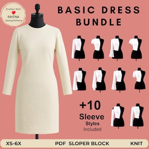 Lot de 10 patrons de couture pour femme : bloc Sloper basique (Patron PDF)