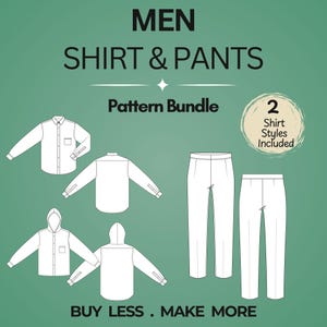 Men Shirt with Hood & Pants Sewing Pattern Set: Sloper Block (XS–6X) (PDF Pattern)