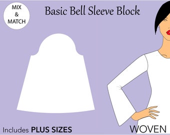 Women’s Bell Sleeve Pattern, size XS-6X, long sleeve pattern, basic sleeve pdf, sleeve pattern pdf, women sleeve pattern, bell sleeve pdf