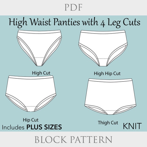 High Waist Panties Bikini Thong PDF Sewing Pattern Size XS 6X