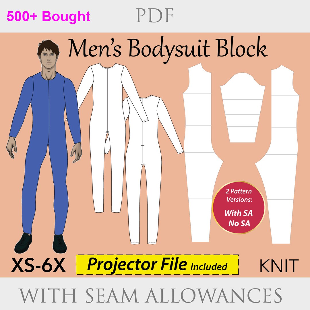 Men's Basic Catsuit Bodysuit Sewing Pattern, Men Unitard Pdf, Leotard