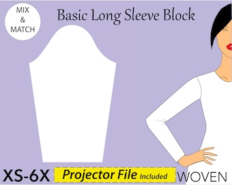 Basic Woven Long Sleeve Pattern, size XS-6X, long sleeve pattern, basic sleeve pdf, sleeve pattern pdf, long sleeve, sleeve pattern pdf