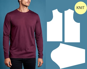 Patron de couture PDF bloc pour t-shirt homme | Tailles XS-6X | Slopeur basique en tricot | Bloc de corsage pour t-shirts, sweat-shirts et hauts