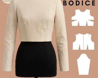 Women's Basic Bodice Block with Long Sleeve: Woven Sloper (XS–6X) (PDF Pattern)