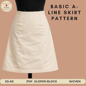 Women A-Line Skirt Sewing Pattern: Add on Sloper Block (XS-6X) (PDF Pattern)