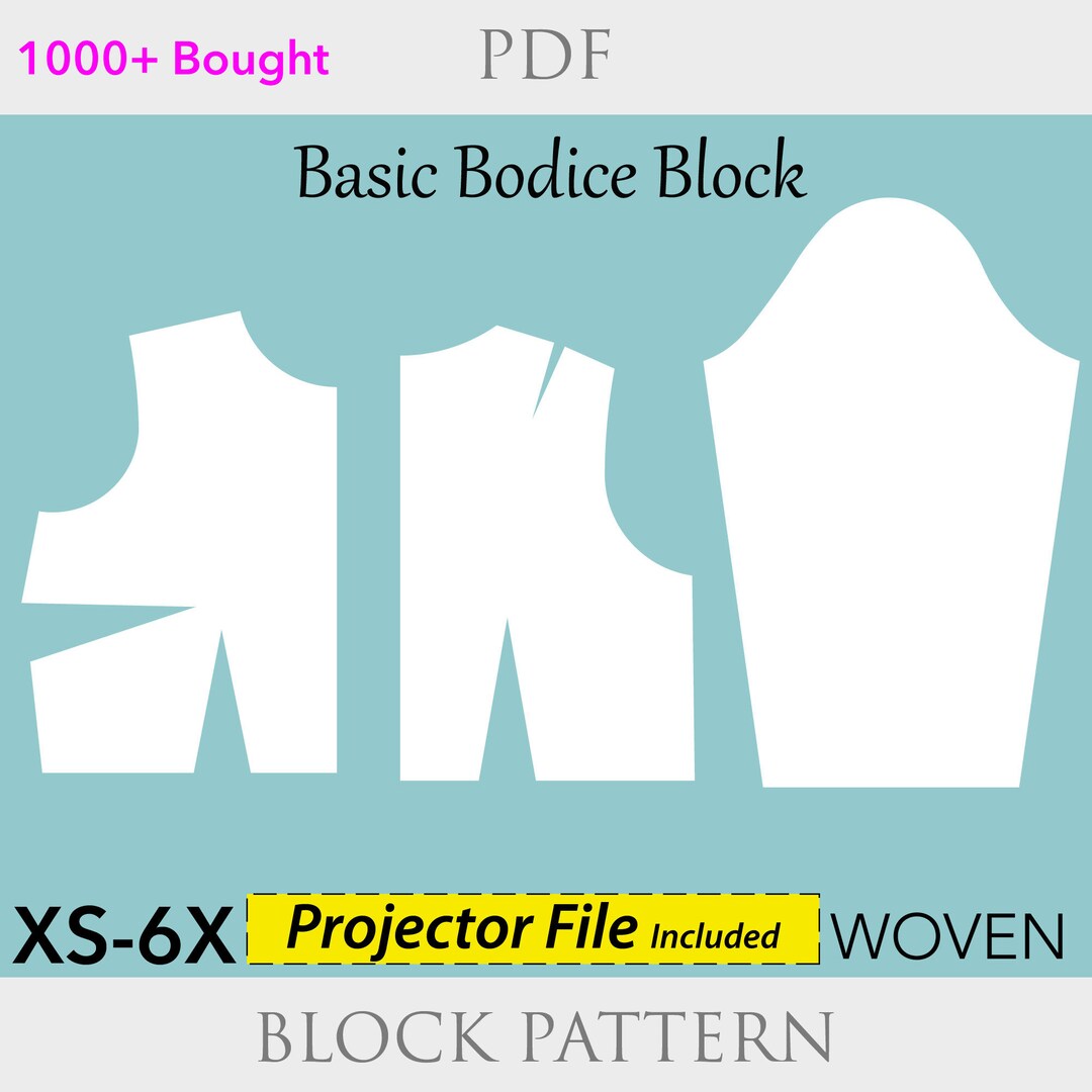 Womens Basic Bodice Block Sewing Pattern, Size XS-6X, Bodice Pattern ...
