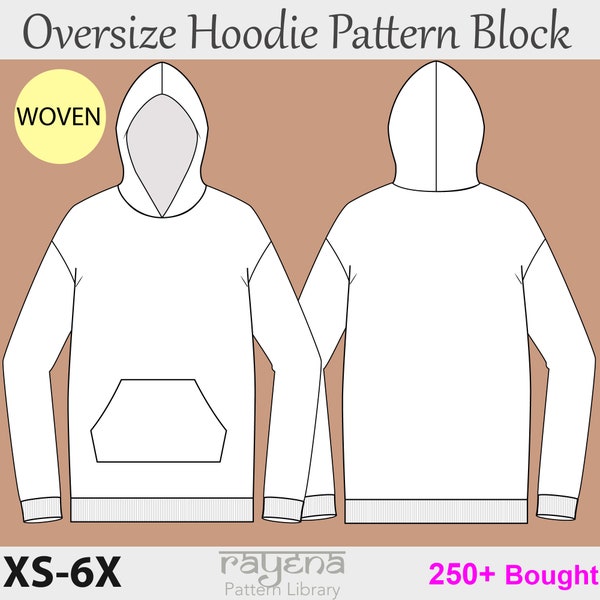 Oversize Hoodie PDF Sewing Pattern size XS 6X, oversize hoodie pdf pattern, oversize jacket pattern, hoodie pdf pattern, sweatshirt pattern