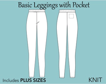 Women's Leggings Block PDF Sewing Pattern size XS 6X- plus size leggings, maternity sewing pattern, pants pattern, leggings sewing pattern