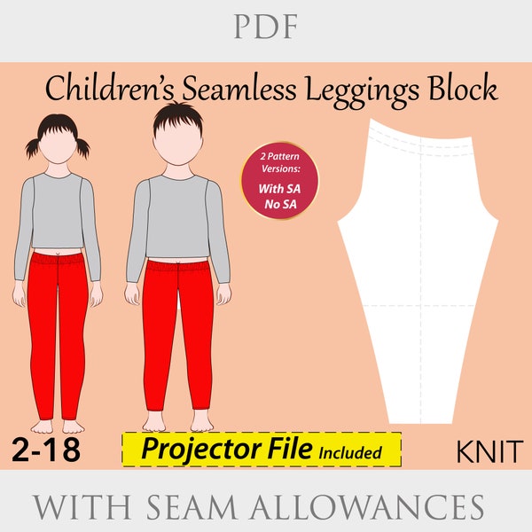 Children's Basic Leggings PDF pattern, kids leggings pdf, no side seam leggings, kids leggings pdf, girls leggings pdf, seamless leggings