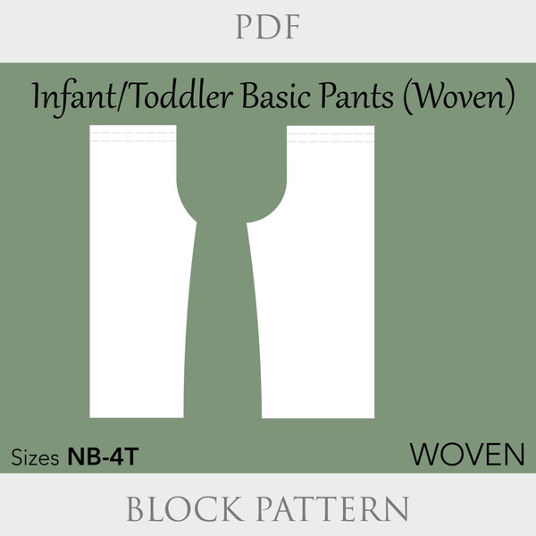 Infant Toddler Basic Pants Woven Sewing pattern NB 4T, baby trousers pattern, baby shorts pattern, toddler pants pdf, children pants pattern