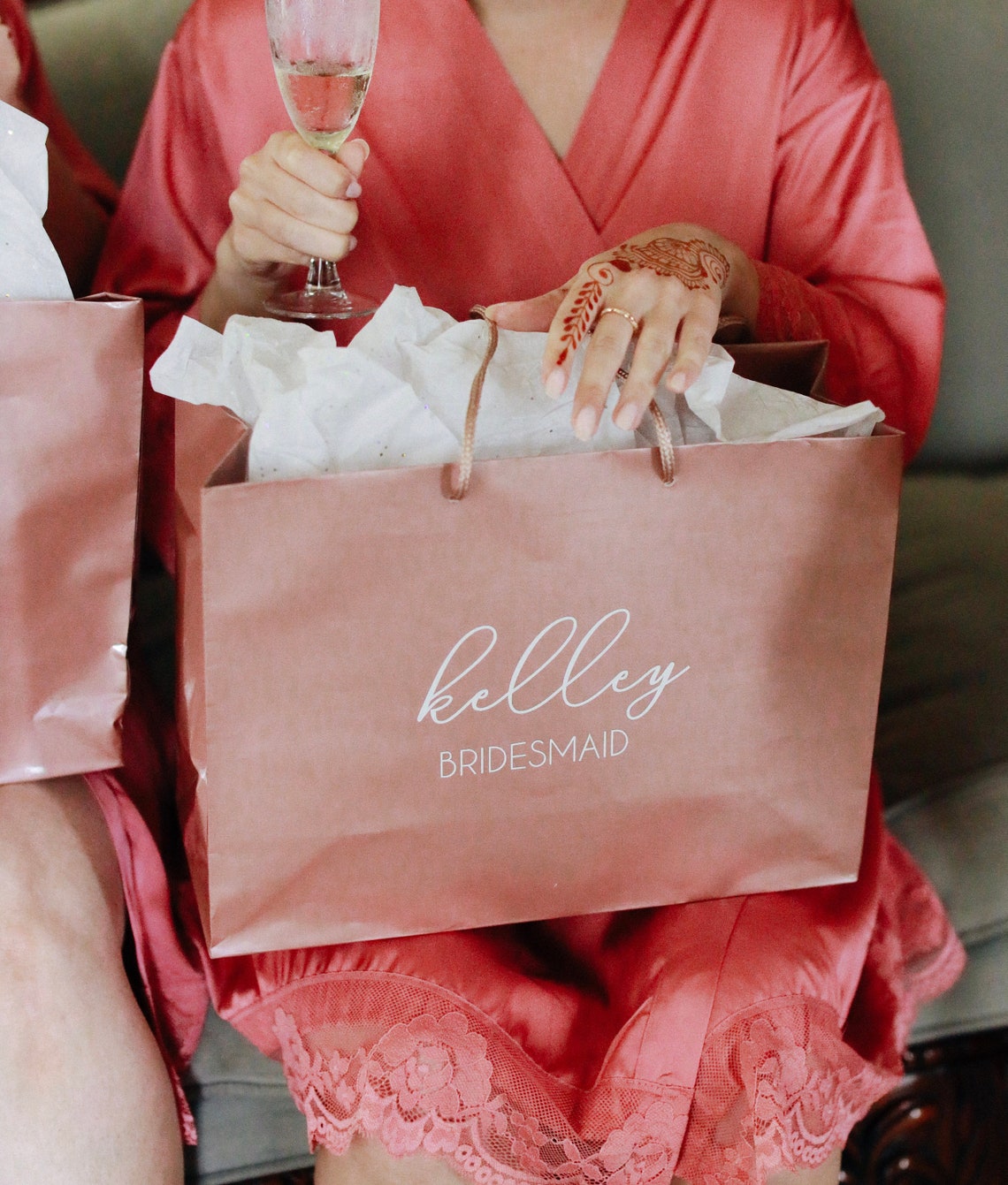 Personalized Gift Bagrose Gold Gift Bag Bridesmaid Gift Etsy