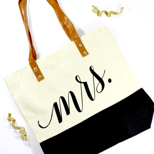 Mrs. Honeymoon Tote Bride Tote Mrs. Bag Honeymoon Bag Mrs. Tote Future Mrs Gift Bride Gift image 3