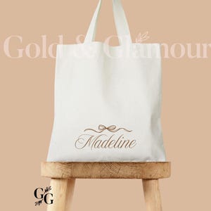 Bow Tote Bag - Personalized Tote Bag-Bridesmaid Tote Bag-Wedding Tote Bag-Gift Bag-Girly Tote Bag -Bridal Party Gifts-Bachelorette Tote