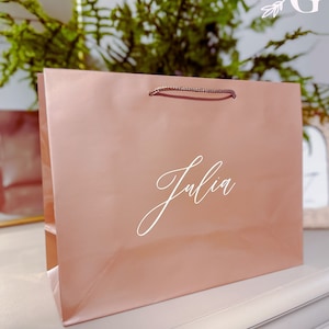 Personalized Gift Bag-Rose Gold Gift Bag Bridesmaid Gift Bag-Bachelorette Party Gift Bag-Bridesmaid Bag-Personalized Bag-Wedding Gift Bags image 4