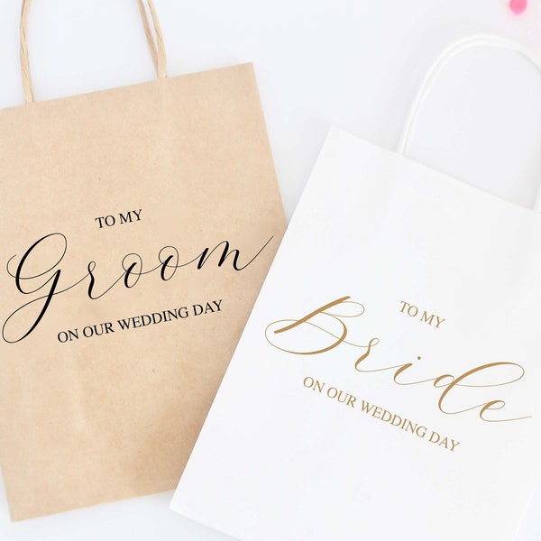 To My Groom on our Wedding Day - To My Bride - Personalized Gift Bag-Wedding Gift Bag - Bridesmaid Gift Bag -Wedding Day Gifts - Wedding Day