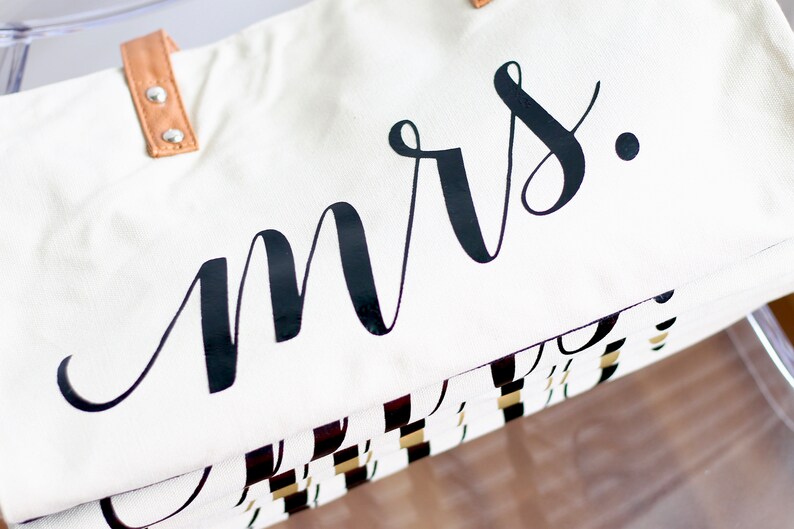 Mrs. Honeymoon Tote Bride Tote Mrs. Bag Honeymoon Bag Mrs. Tote Future Mrs Gift Bride Gift image 2