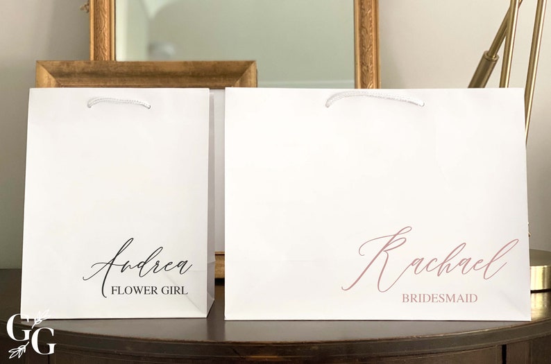 Personalized Gift Bag-Rose Gold Gift Bag Bridesmaid Gift Bag-Bachelorette Party Gift Bag-Bridesmaid Bag-Personalized Bag-Wedding Gift Bags image 3