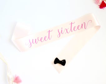 Sweet Sixteen Birthday Sash in Font #7 - Sweet 16 Birthday - 16th Birthday Party - Birthday Sash - Sixteen - 16th Birthday
