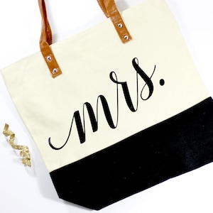 Mrs. Honeymoon Tote Bride Tote Mrs. Bag Honeymoon Bag Mrs. Tote Future Mrs Gift Bride Gift image 1