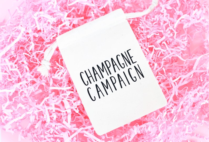 Muslin Bag Hangover Kit Bachelorette Party Favor Champagne Campaign Favor Bag Champagne Campaign Hangover Kit Bachelorette Party