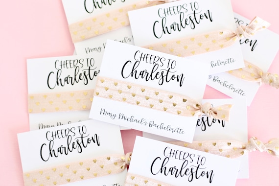 Cheers to Charleston Bachelorette Party Favors, Spiral Hair Ties