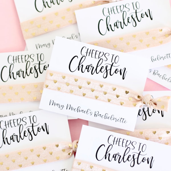 Cheers to Charleston Hair Tie Favors - Charleston Bachelorette Party Favor - Charleston Bachelorette - Cheers in Charleston - Hair Ties