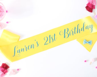 Personalized Birthday Sash - Custom Birthday Sash - 18th Birthday Sash - 21st Birthday Sash - Birthday Party Sash - Happy Birthday Sash