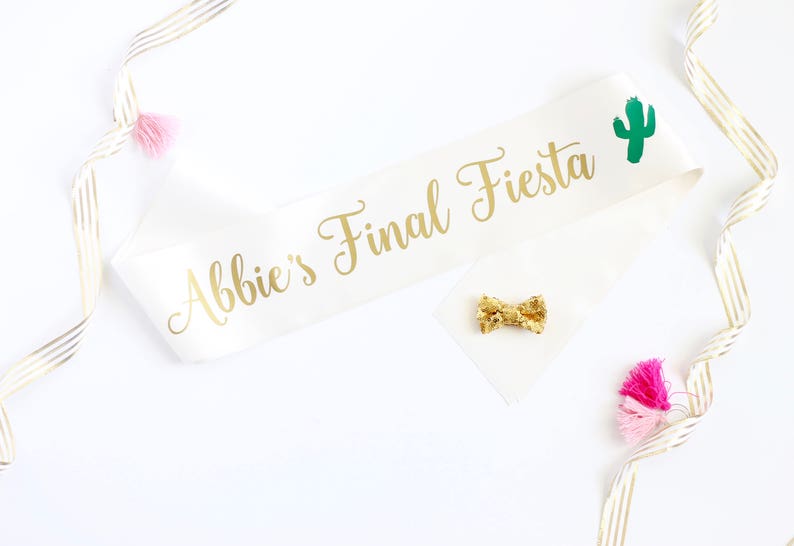 Personalized Fiesta Bachelorette Sash in Font 7 Final Fiesta Sash Let's Fiesta Bachelorette Fiesta Party Senorita Sash image 1