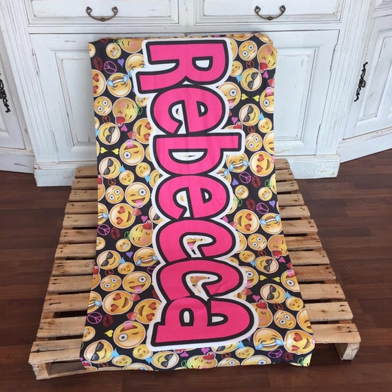 Emoji Faces Personalized Towel Emoji Camp Towels Custom Etsy