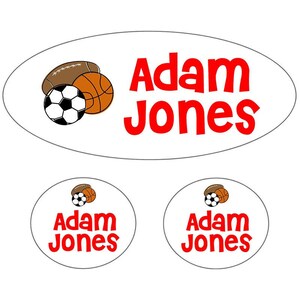 Sports Red Waterproof Labels | Kids Labels | Personalized Labels | Daycare Labels | School Labels | Camp Labels | Waterproof Labels
