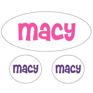 Pink And Purple Waterproof Labels | Kids Labels | Personalized Labels | Daycare Labels | School Labels | Camp Labels | Waterproof Labels