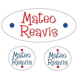 Red And Blue Waterproof Labels | Kids Labels | Personalized Labels | Daycare Labels | School Labels | Camp Labels | Waterproof Labels