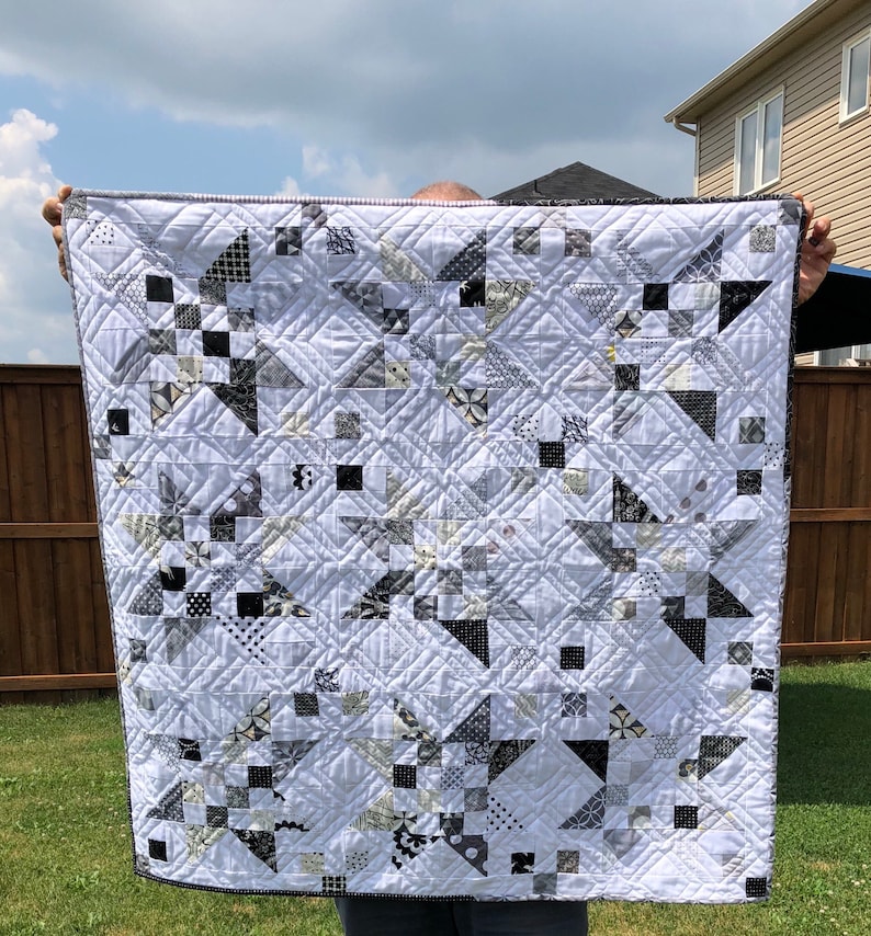 Monochromatic modern baby quilt