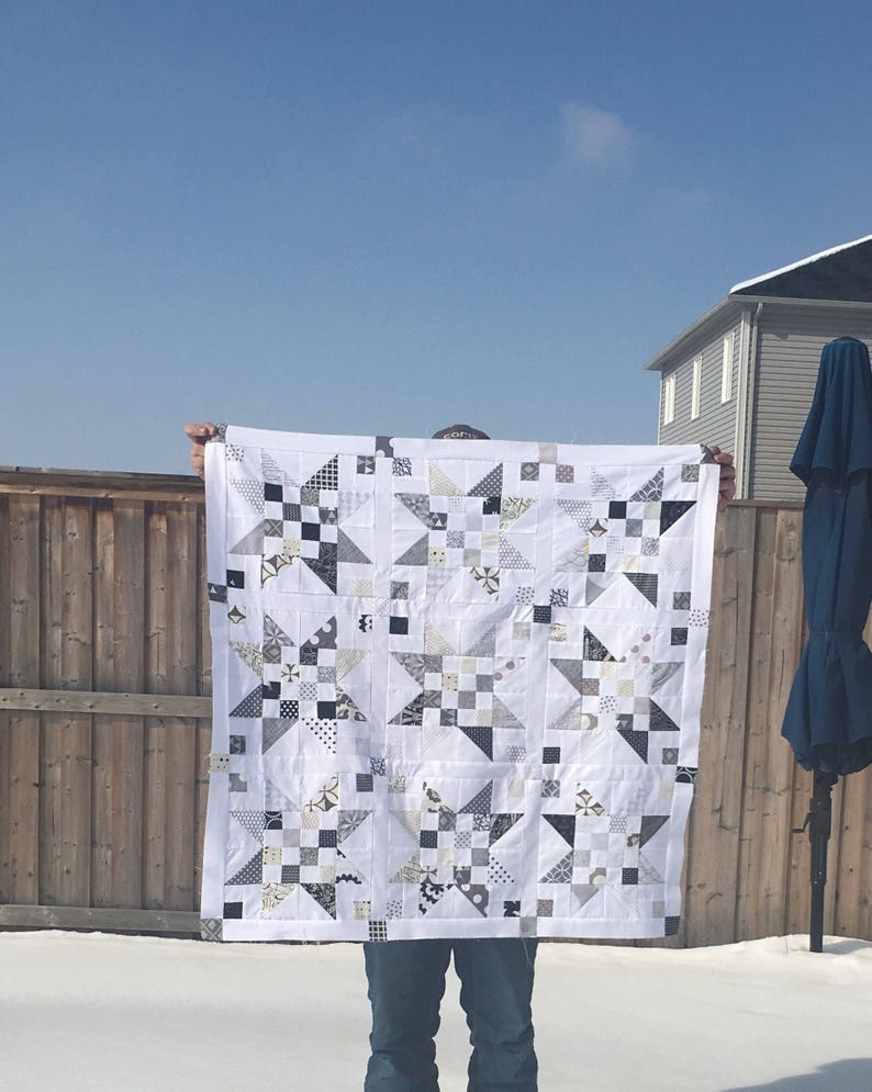 Monochromatic modern baby quilt