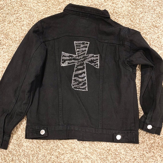 custom black jean jacket