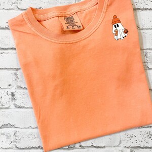 Comfort Colors Halloween Ghost Shirt: Iced Coffee & Pumpkin