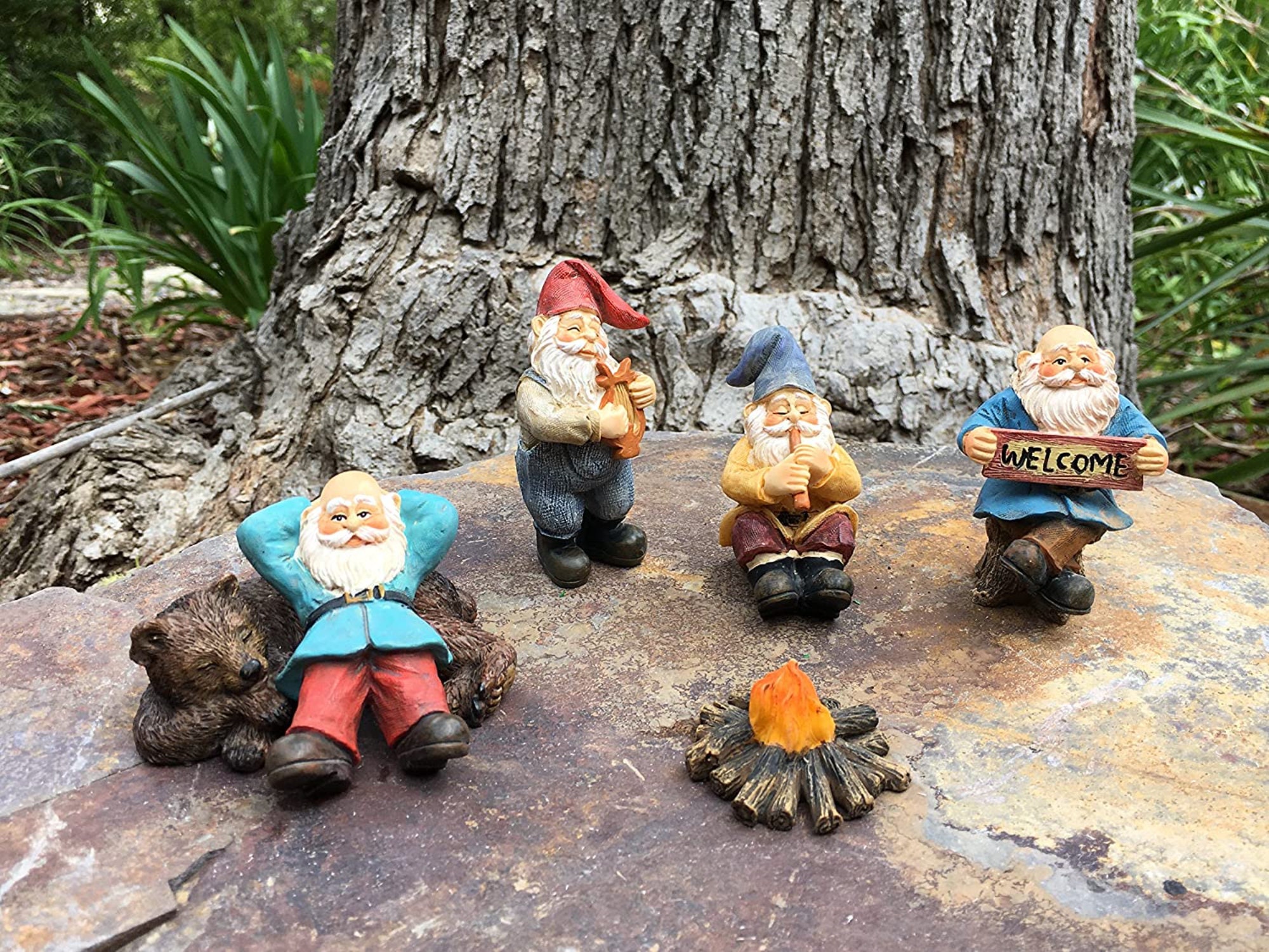 Happy Gnomes Camp Handpainted Garden Gnome Set for The Etsy