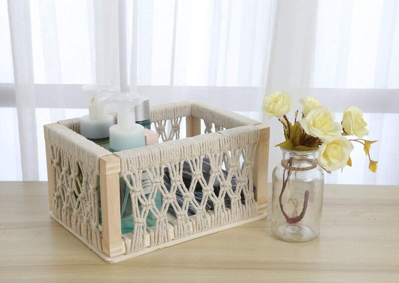 Macrame Storage Baskets Boho Decorative Boxes for Home Decor Etsy