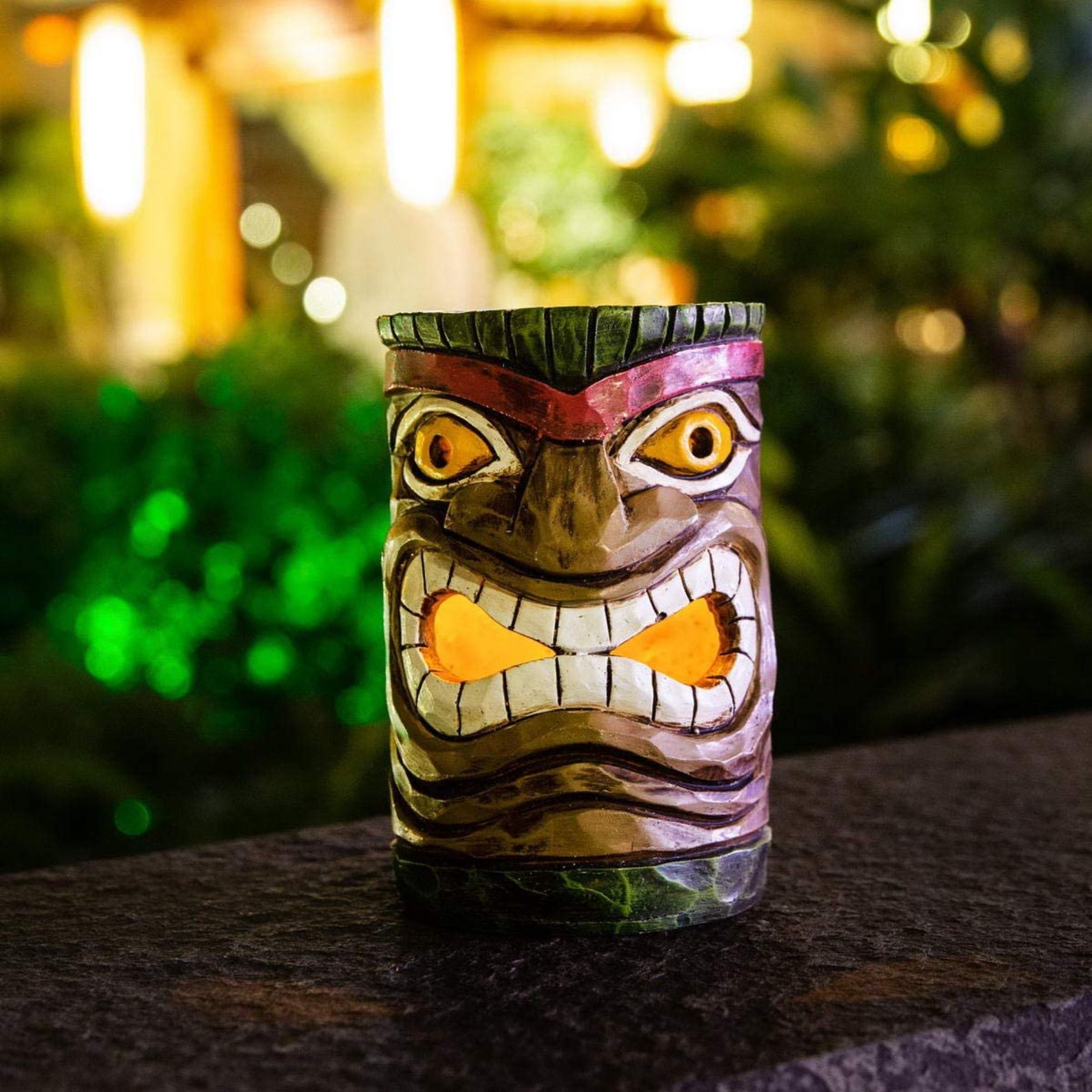 Tiki Solar Powered Outdoor Decor LED Garden Light Resin Mask Etsy