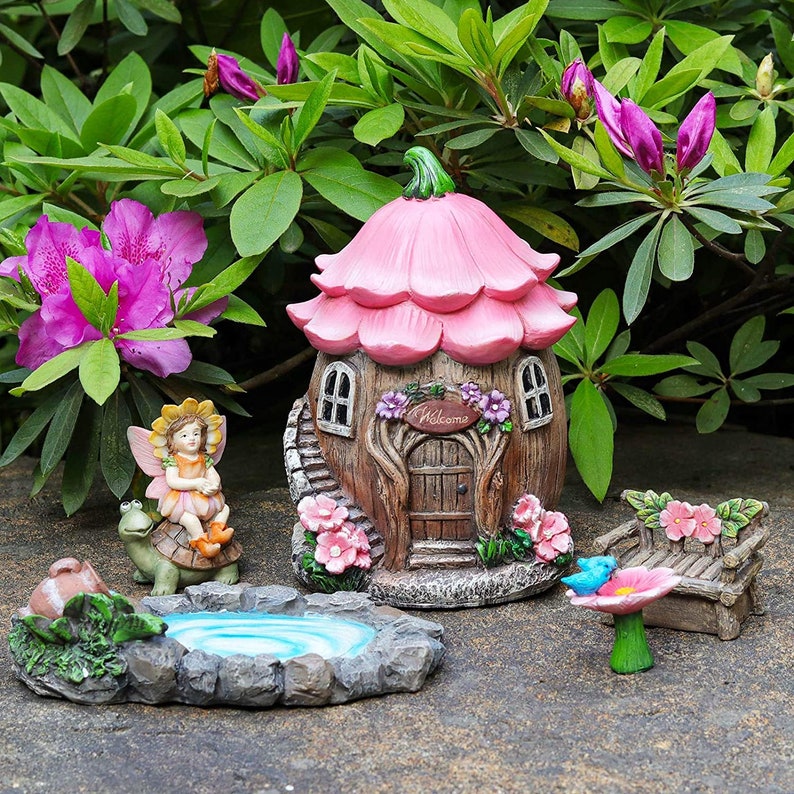 Miniature Fairy Garden Sculpture Statues House Gardening Decor Etsy